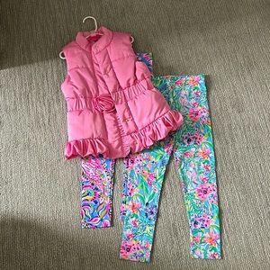 Girls Lilly Pulitzer vest and 2 leggings size medium 6/7